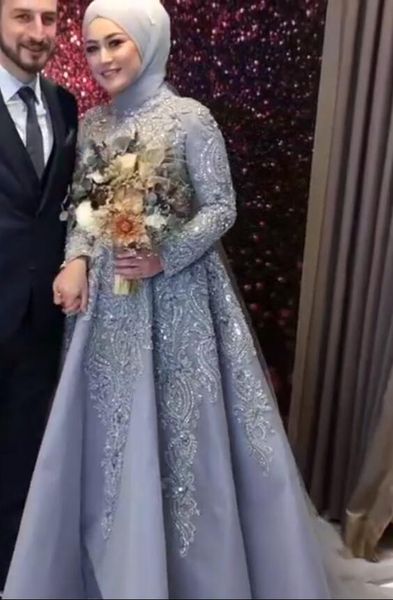 

2020 arabic aso ebi mulsim lace beaded evening dresses long sleeves vintage prom dresses formal party second reception gowns zj334, Black;red