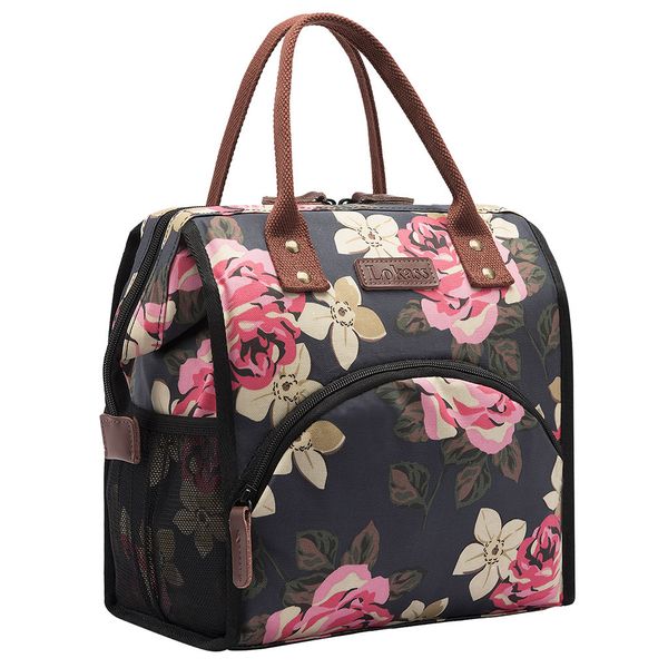 

portable lunch bag simple outdoor picnic canvas large capacity insulation handbag meal bag picnic cooler lancheiras #new, Blue;pink