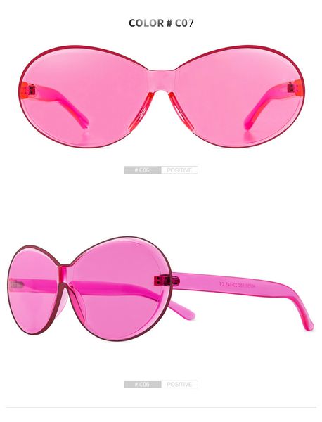 

oval shape sunglasses women rimless frame tint clear lens colorful sun glasses outdoor eyewear 7 colors 9750, White;black
