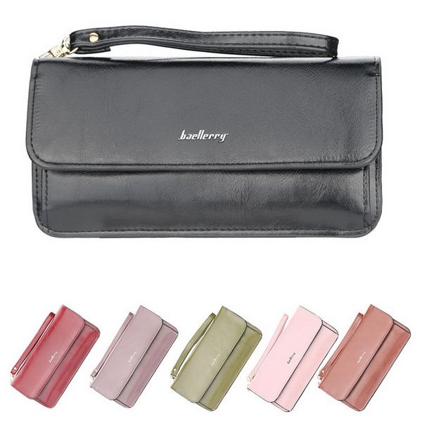 

women pu leather wallet trifold multi card holder organizer stylish long purse sale-wt, Red;black