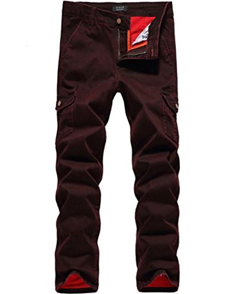 

sslr men's casual multi-pocket slim fit straight leg cargo denim jeans, Blue