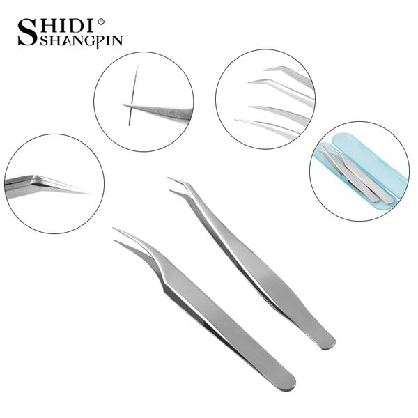 

new 2 pcs eyelash extension tweezers makeup tools for individual lashes stainless steel tweezers false eyelashes kit