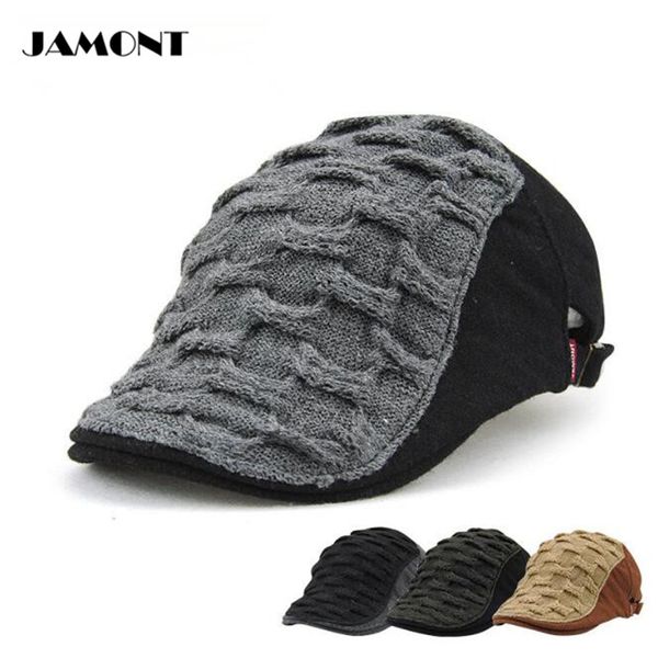 

jamont knitting retro golf hats with sweatband outdoor sport play travel cap sunshade hat 58cm adjustable caps 4 colors, Black;white