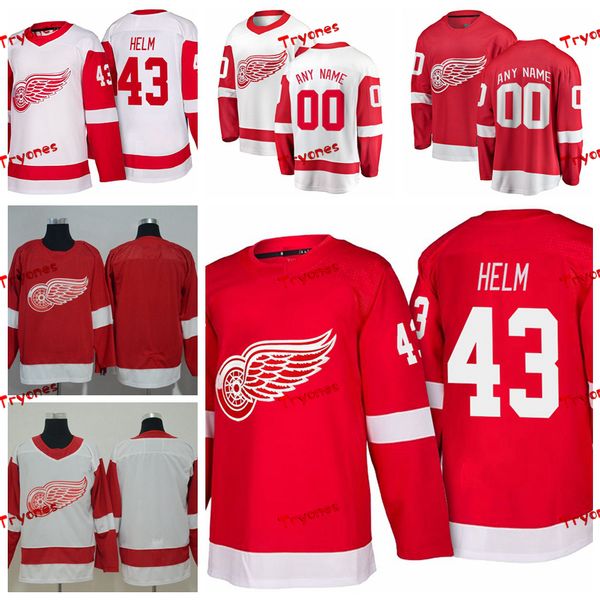 

2019 detroit red wings darren helm stitched jerseys customize home red shirts #43 darren helm hockey jerseys s-xxxl, Black;red