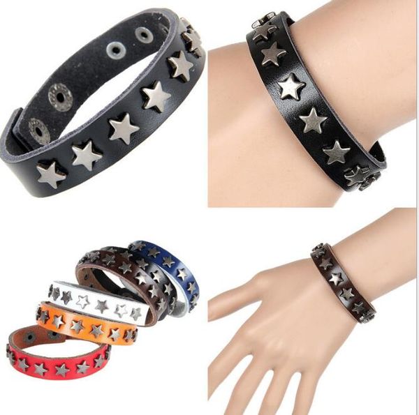 Lederarmband, Pentagramm-Stern, Weidennagel, Lederarmband, Ladenstand, meistverkauftes billiges Armband wy141