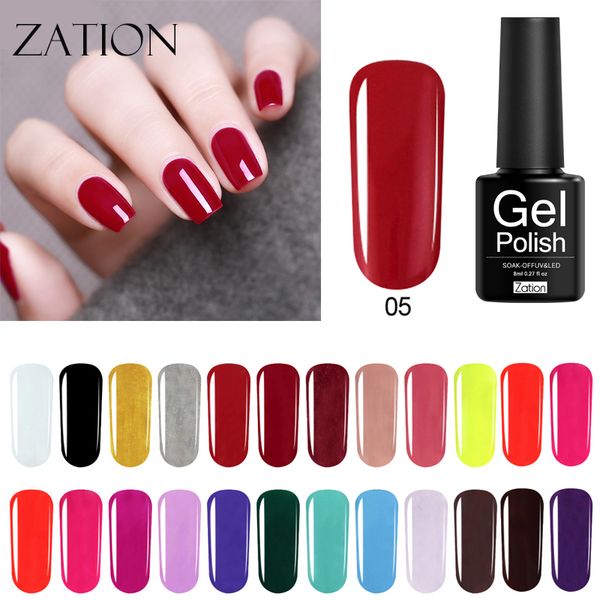 

zation pure color varnish 8ml gel nail polish long-lasting uv led nail varnish lucky hybrid art soak off gel lacque, Red;pink