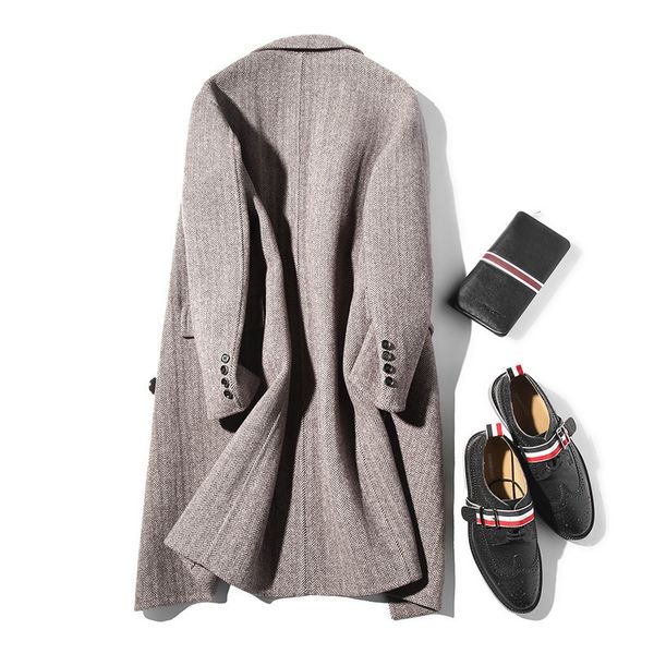 

двойной брестед шерсть шерсть мужчины handmade двусторонний шерстяное пальто весна осень куртки и куртки lm18-1008kj1567, Black