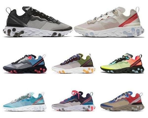 

react element 55 87 running shoes for men women white black royal tint blue desert sand hyper fusion breathable sports sneaker size 36-45