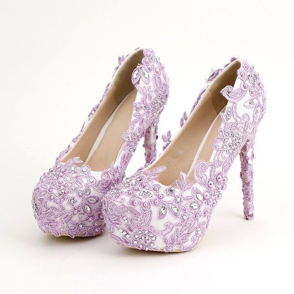Handmade Blue Lace Prom Shoes Rhinestone Bridal Dress Shoes