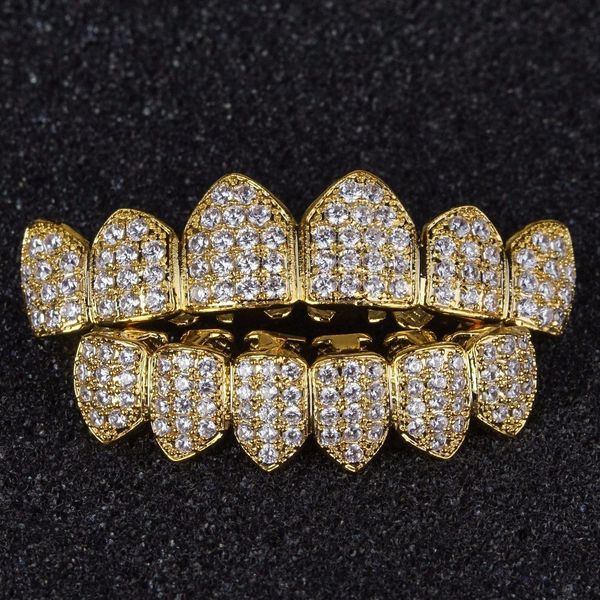 

zircon inlaid gold teeth set hiphop grills. july will goods reserve, Black