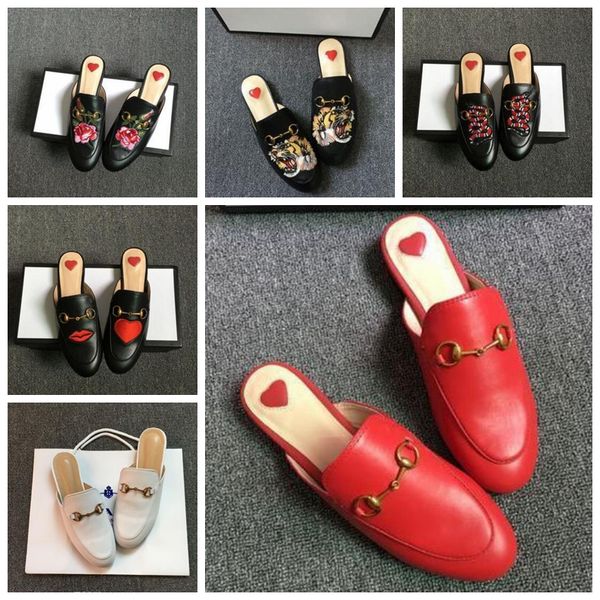 

leather men slippers soft cowhide lazy women shoes luxury designer metal buckle beach slippers mules princetown classic slippers size 34-46, Black