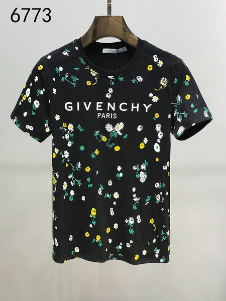

givens mens t shirt luxury mens designer t shirt 2020ss new floral print cotton tees fashion black mens summer shorts, White;black