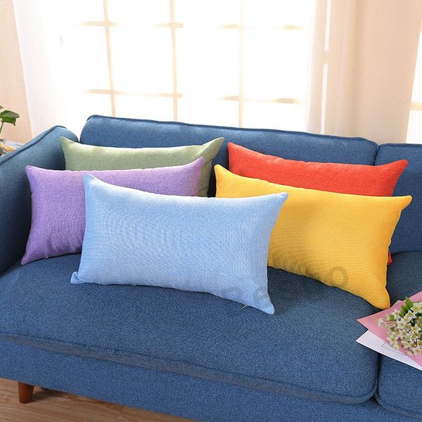 

rectangle cotton linen pillowcase solid color throw pillow case cushion cover blank pillow cover home decoration gift 15 colors dbc bh2848