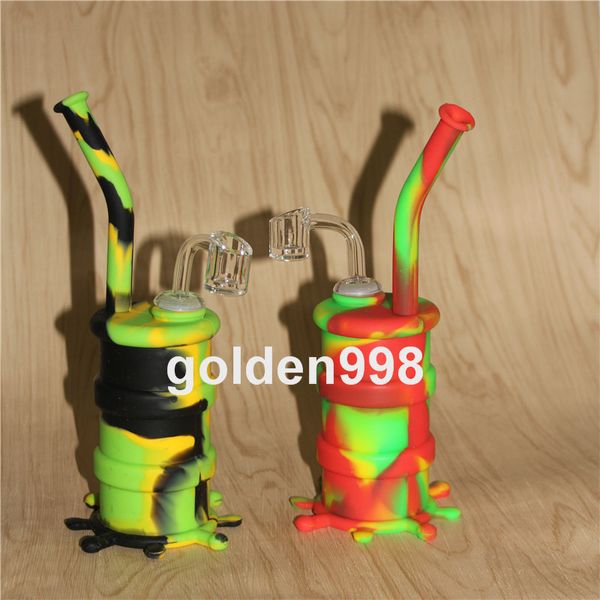 Shisha-Silikon-Fass-Rigs Mini-Silikon-Rigs Dab Jar Bongs Jar Wasserpfeife Silikon-Öl-Trommel-Rigs mit Quarz-Bangern kostenloser Versand