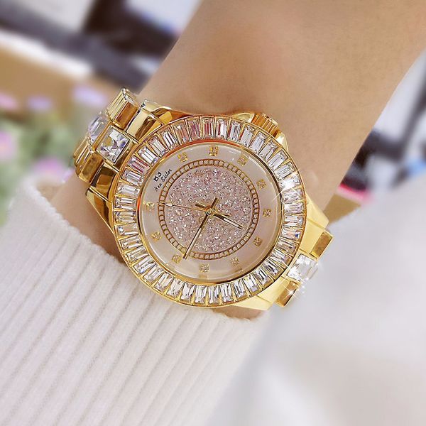 

2017 lovers' watches creative women watches bracelet stainless steel diamond crystal dial qaurtz ladies watch relogio feminino y1906240, Slivery;brown