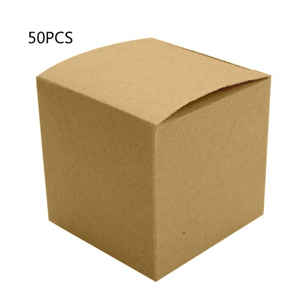 

50 pcs/set kraft paper box square candy gift box wedding favors candy holder bag diy wedding jewelry craft