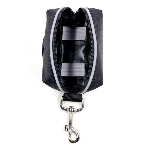 

portable dog walking poo bags pet disposable bag holder w/metal hasp black
