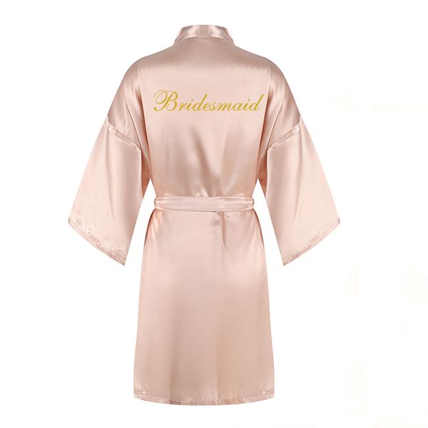

champange gold bridal robes women golden writing short satin robe kimono bridesmaid robes wedding team bride sister women robe, Black;red