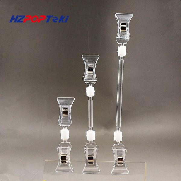 

clear plastic sign paper memo price tag card holder display pop swivel double advertising clip with 30pcs