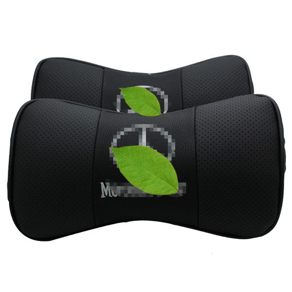 

2pcs genuine leather high rebound pp cotton core car seat rest cushion headrest car neck pillows for benz