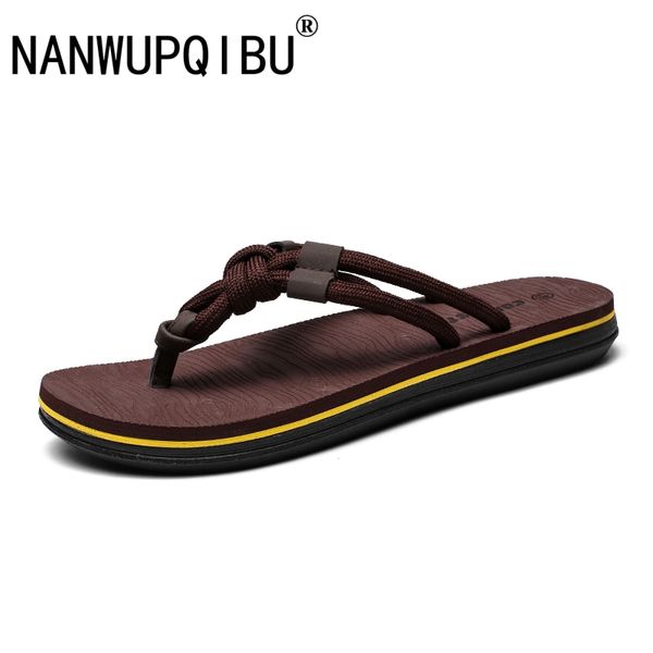 

slippers flip flops men fashion summer cool men shoes outdoor soft casual shoes breathable comfortable weave slippers, Black