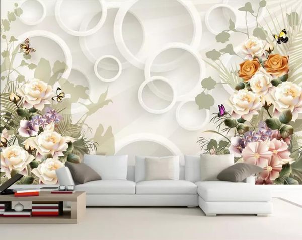 

пользовательские любого размера фрески обои элегантный ручной росписью роза цветок 3d фон стены гостиной диван фон стены