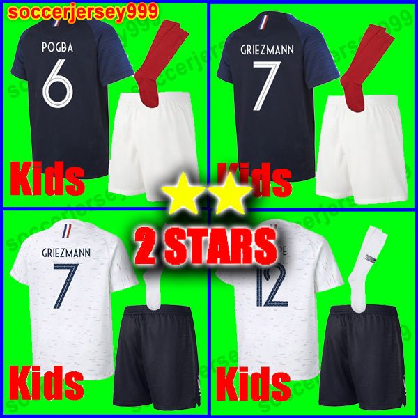 

2 two tar griezmann mbappe kid kit occer jer ey boy world cup 2018 pogba umtiti pavard giroud football hirt uniform maillot de foot