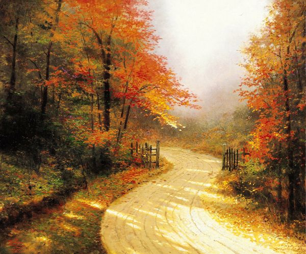 

thomas kincaid 1-58 autumn home decor handpainted & hd print oil painting on canvas wall art canvas pictures 191116