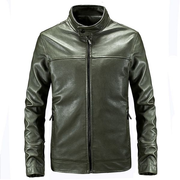 

new fashion autumn male leather jacket plus size 5xl solid mens stand collar coat leather jackets zipper solid color long coat, Black;brown