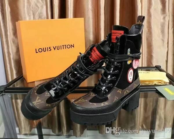 

aq latest women designers boots martin desert boot flamingos love arrow medal real leather coarse size us5-11 winter shoes, Black