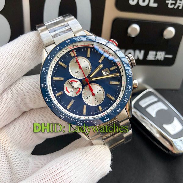 

мода часы роскошные мужские часы швейцарский кварцевый 316l корпус из нержавеющей стали синий циферблат керамический ободок коровьей кожи ре, Slivery;brown