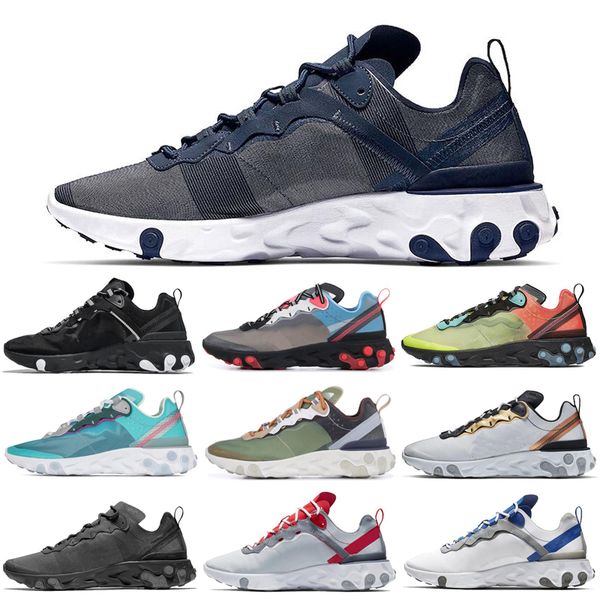 

React Element 55 87 Running Shoes Black Orewood Brown Midnight Navy Orange Royal Tint Women Mens Trainer Sports Sneakers 36-45 Free Shipping