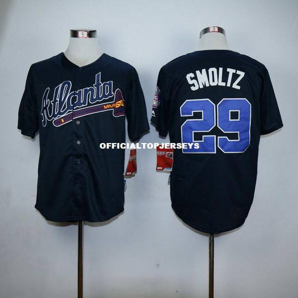 

2019 new fabric flexbase version 29 john smoltz retro color red white black jersey 01, Black;blue