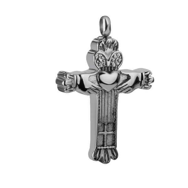 

stainless steel cremation keepsake memorial ash urn cross pendant jewelry, Silver