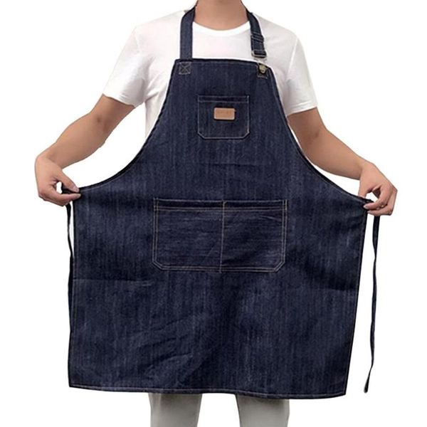 

practical antifouling denim apron with pocket for working