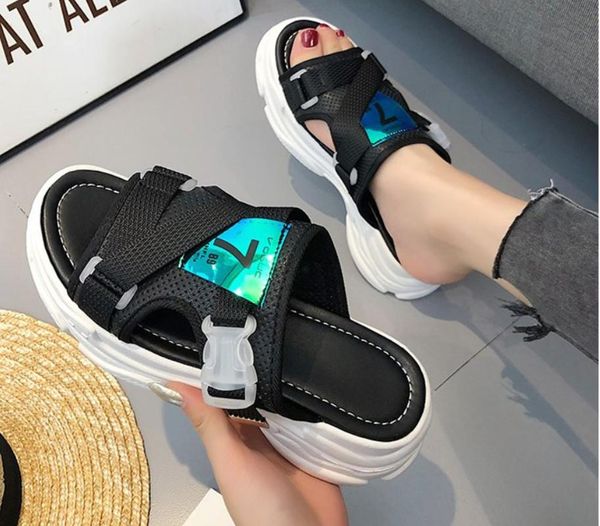 

lightweight new fashion mesh slippers summer shoes home open toe female sandals outdoors walking woman shoe, Black