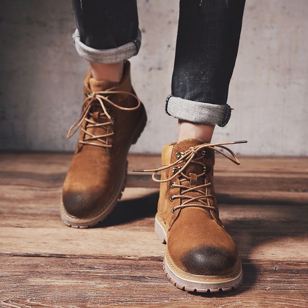 

men's martin boots, spring and autumn fashion workwear shoes, outdoor leisure fashion shoes, men's shoes (three colors optional: b, Black