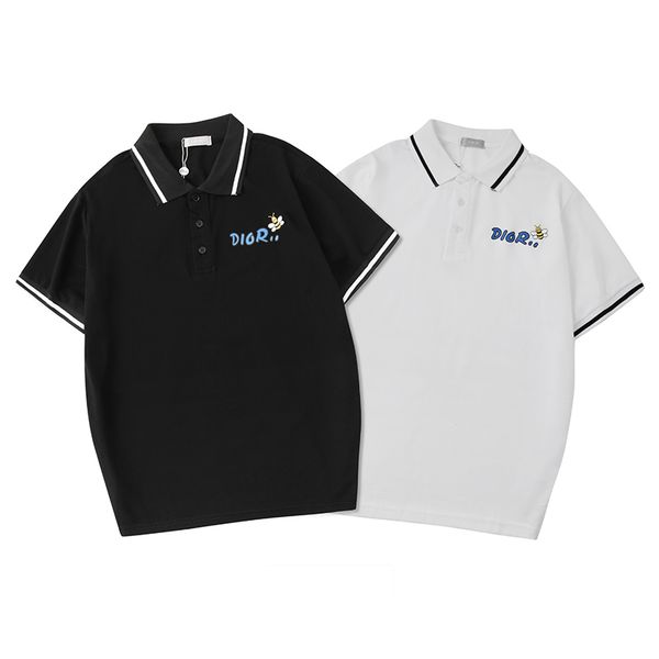 

2019 брендов newsummer модельером тег одежды мужчины ткани письмо знаменитой вышивки поло тенниску отложной воротник случайные женщины г тен, White;black