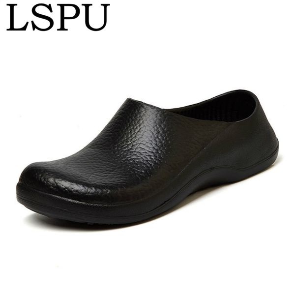

eva non-slip waterproof oil-proof kitchen work shoes for chef master cook l restaurant chef shoes flat sandals y200702, Black