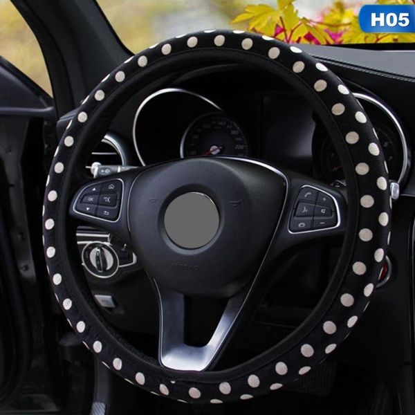 

red/white spot microfiber leather car auto steering wheel cover for car accessary