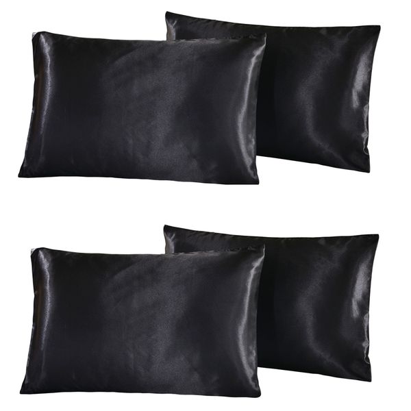 

2 pair silky satin pillowcase us standard size luxury pillow case