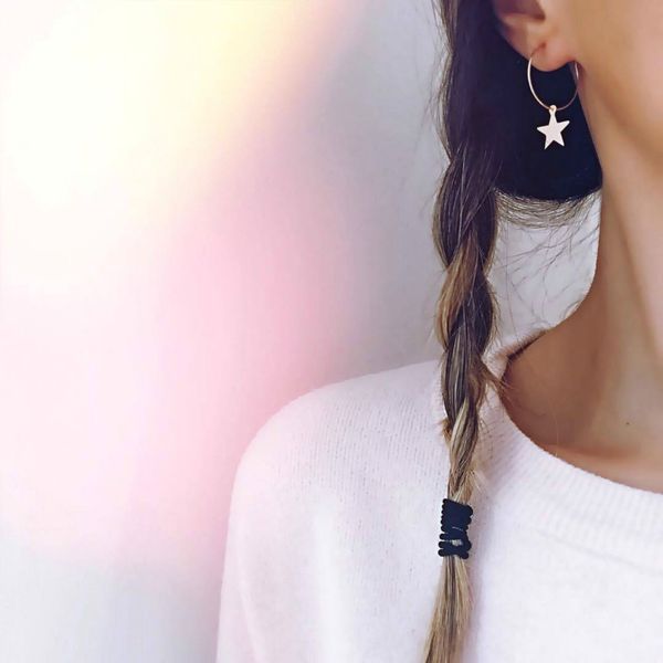 

2018 simple gold silver color circle star stud earrings for women brincos oorbellen boucle brincos pendientes orecchini jewelry, Golden;silver