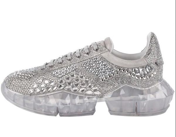 

olomm 2019 spring new crystal rhinestone women sneakers platform casual shoes silver bling footwear t01, Black