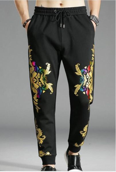 

male brand straight trousers sport long pants cotton sweatpants, Black