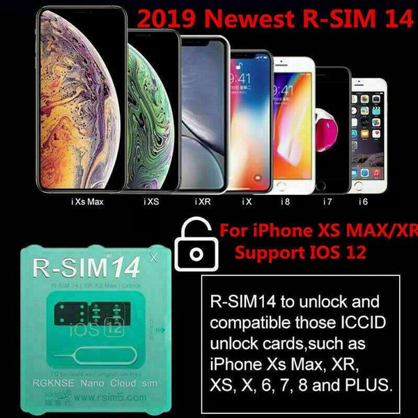 

RSIM14 R-SIM Nano Unlock Card For iPhone XS MAX/XR/XS/8/7/6 4G iOS 12 11 Lot