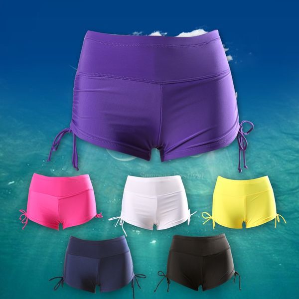 

afqsi high-waisted belly-covering skinny large size conservative boxer high running bag swimming trunks female beach spring anti-light b, White;black