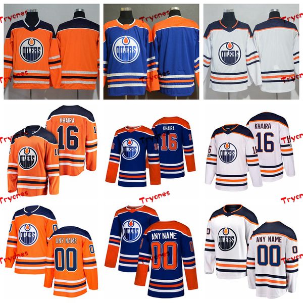 

2019 customize jujhar khaira edmonton oilers stitched jerseys custom alternate blue shirts #16 jujhar khaira hockey jerseys s-xxxl, Black;red