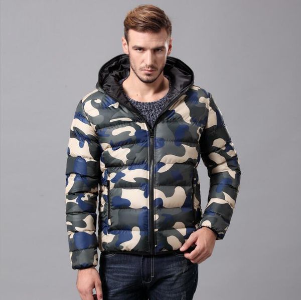 

2019 new winter parkas camouflage men's jacket cotton men's hooded jacket casual windproof clothing dd6mf, Black