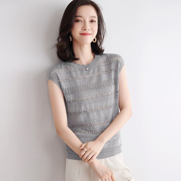 

crochet lace eyelet lyovell women cap sleeve knitted summer outfit, White;black