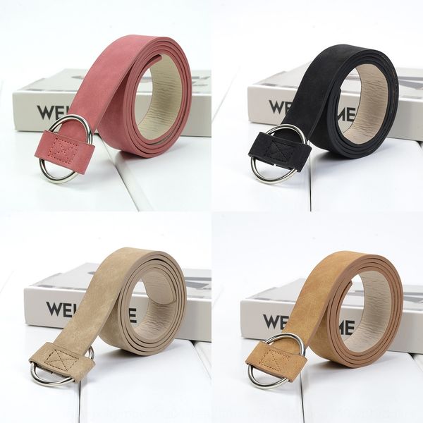 

imitation leather decorative round buckle colorful leather women's belt leisure women's belt, Black;brown
